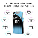 Custom Black Light Blue Gradient Fashion Sets Sports Uniform Basketball Jersey