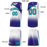 Custom White Royal Gradient Fashion Sets Sports Uniform Basketball Jersey