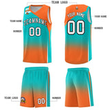 Custom Aqua Orange Gradient Fashion Sets Sports Uniform Basketball Jersey