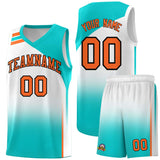Custom White Aqua Gradient Fashion Sets Sports Uniform Basketball Jersey