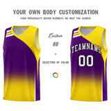 Custom Purple Gold Gradient Fashion Sets Sports Uniform Basketball Jersey