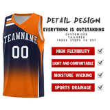 Custom Navy Orange Gradient Fashion Sets Sports Uniform Basketball Jersey