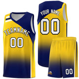 Custom Gold Navy Gradient Fashion Sets Sports Uniform Basketball Jersey