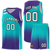 Custom Aqua Purple Gradient Fashion Sets Sports Uniform Basketball Jersey