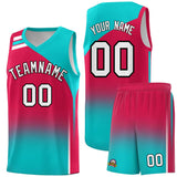 Custom Red Aqua Gradient Fashion Sets Sports Uniform Basketball Jersey