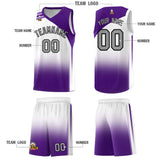 Custom White Purple Gradient Fashion Sets Sports Uniform Basketball Jersey