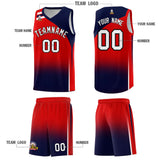 Custom Red Navy Gradient Fashion Sets Sports Uniform Basketball Jersey