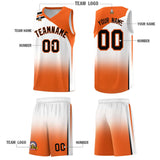 Custom White Orange Gradient Fashion Sets Sports Uniform Basketball Jersey