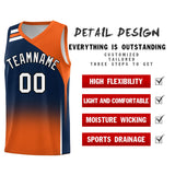 Custom Navy Orange Gradient Fashion Sets Sports Uniform Basketball Jersey
