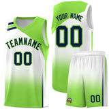 Custom White Fluorescent Green Gradient Fashion Sets Sports Uniform Basketball Jersey