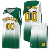 Custom White Kelly Green Gradient Fashion Sets Sports Uniform Basketball Jersey