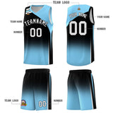 Custom Black Light Blue Gradient Fashion Sets Sports Uniform Basketball Jersey