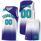 Custom White Royal Gradient Fashion Sets Sports Uniform Basketball Jersey
