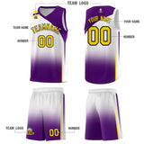 Custom White Purple Gradient Fashion Sets Sports Uniform Basketball Jersey