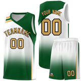 Custom White Teal Gradient Fashion Sets Sports Uniform Basketball Jersey