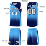 Custom Powder Blue Navy Gradient Fashion Sets Sports Uniform Basketball Jersey