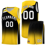 Custom Black Gold Gradient Fashion Sets Sports Uniform Basketball Jersey