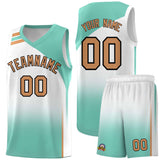 Custom White Bright Green Gradient Fashion Sets Sports Uniform Basketball Jersey