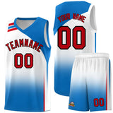 Custom White Royal Gradient Fashion Sets Sports Uniform Basketball Jersey