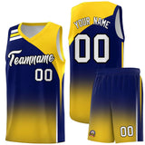 Custom Navy Gold Gradient Fashion Sets Sports Uniform Basketball Jersey