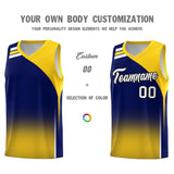 Custom Navy Gold Gradient Fashion Sets Sports Uniform Basketball Jersey