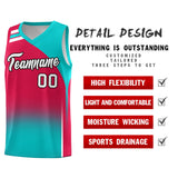 Custom Red Aqua Gradient Fashion Sets Sports Uniform Basketball Jersey