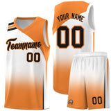 Custom White Gold Orange Gradient Fashion Sets Sports Uniform Basketball Jersey