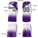 Custom White Purple Gradient Fashion Sets Sports Uniform Basketball Jersey
