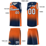 Custom Orange Navy Gradient Fashion Sets Sports Uniform Basketball Jersey