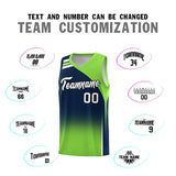 Custom Navy Fluorescent Green Gradient Fashion Sets Sports Uniform Basketball Jersey