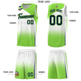 Custom White Fluorescent Green Gradient Fashion Sets Sports Uniform Basketball Jersey