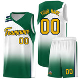 Custom White Kelly Green Gradient Fashion Sets Sports Uniform Basketball Jersey