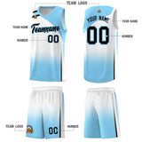 Custom Light Blue White Gradient Fashion Sets Sports Uniform Basketball Jersey
