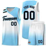 Custom Light Blue White Gradient Fashion Sets Sports Uniform Basketball Jersey