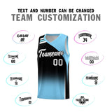 Custom Black Light Blue Gradient Fashion Sets Sports Uniform Basketball Jersey