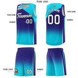 Custom Royal Sky Blue Gradient Fashion Sets Sports Uniform Basketball Jersey