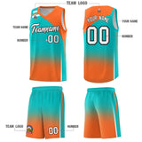 Custom Aqua Orange Gradient Fashion Sets Sports Uniform Basketball Jersey