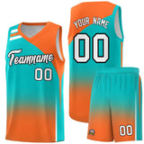 Custom Aqua Orange Gradient Fashion Sets Sports Uniform Basketball Jersey