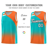 Custom Aqua Orange Gradient Fashion Sets Sports Uniform Basketball Jersey