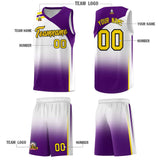 Custom White Purple Gradient Fashion Sets Sports Uniform Basketball Jersey