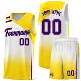 Custom White Gold Gradient Fashion Sets Sports Uniform Basketball Jersey