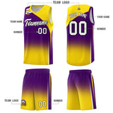 Custom Purple Gold Gradient Fashion Sets Sports Uniform Basketball Jersey