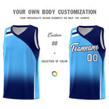Custom Powder Blue Navy Gradient Fashion Sets Sports Uniform Basketball Jersey