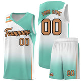 Custom White Bright Green Gradient Fashion Sets Sports Uniform Basketball Jersey