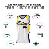 Custom White Navy and Gold Color Block Sports Uniform Basketball Jersey