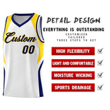 Custom White Navy and Gold Color Block Sports Uniform Basketball Jersey