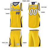 Custom Gold White and Navy Color Block Sports Uniform Basketball Jersey