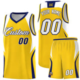Custom Gold White and Navy Color Block Sports Uniform Basketball Jersey
