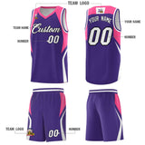 Custom Purple Pink and White Color Block Sports Uniform Basketball Jersey
