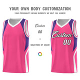 Custom Pink Purple and White Color Block Sports Uniform Basketball Jersey